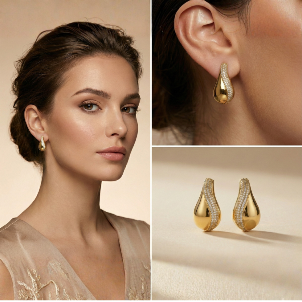 Aurelia Golden Teardrop Earrings from The Party Piece