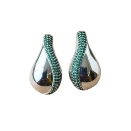 Emerald Sliver Teardrop Elegance Earring with white background 399rs by the party piece best artificial jewelry brand in india