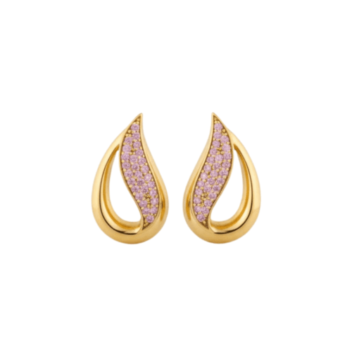 Blushing Gold Flame Drop Earring with white background 399rs by the party piece best artificial jewelry brand in india