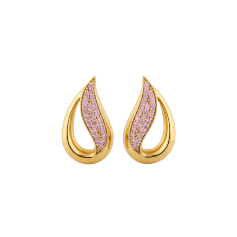 Blushing Gold Flame Drop Earring with white background 399rs by the party piece best artificial jewelry brand in india