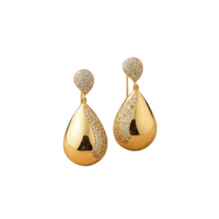Luminous Pear Diamond Studs Earring with white background 399rs by the party piece best artificial jewelry brand in india