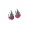 Polished Silver Pink Droplets Earring with white background 399rs by the party piece best artificial jewelry brand in india