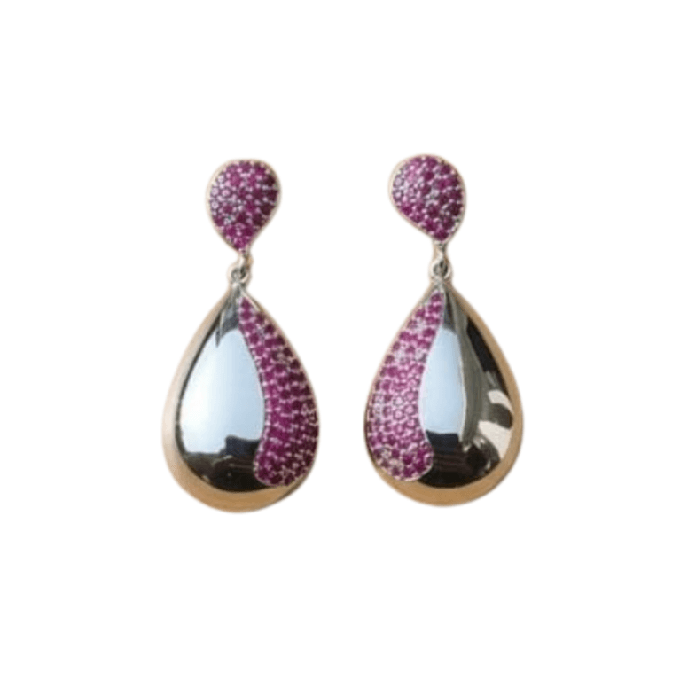 Radiant Ruby Teardrop Earrings with white background 500rs by The Party Piece Brand