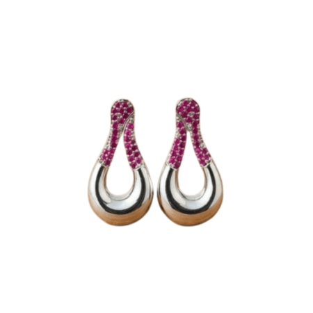 Ruby Pave Silver Teardropswith white background 375rs by The Party Piece brand