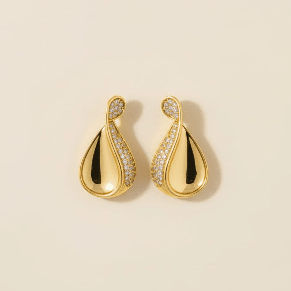 The Gilded Tear earring white background 375rs By The Party Piece Brand