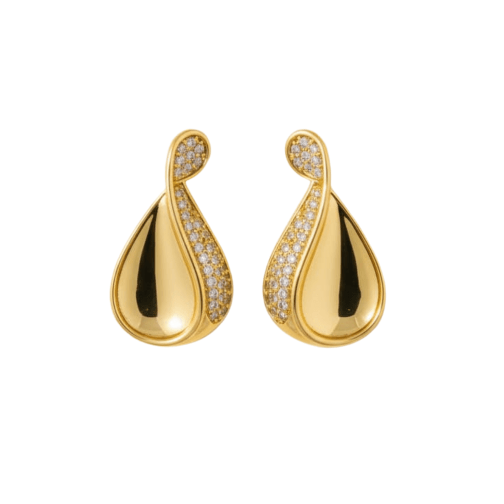 The Gilded Tear earring white background 375rs By The Party Piece Brand