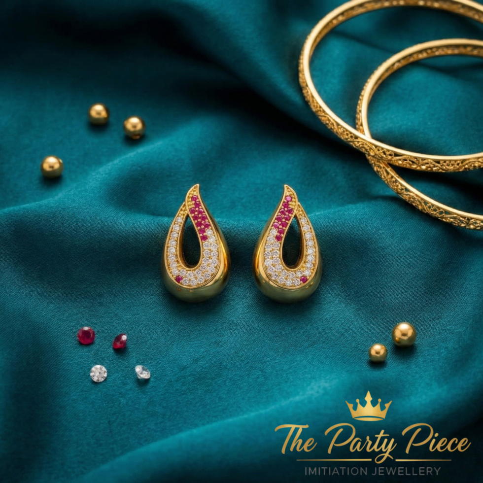 Premium Cascade Drop earring with white background 399rs by the party piece best artificial jewelry brand in india