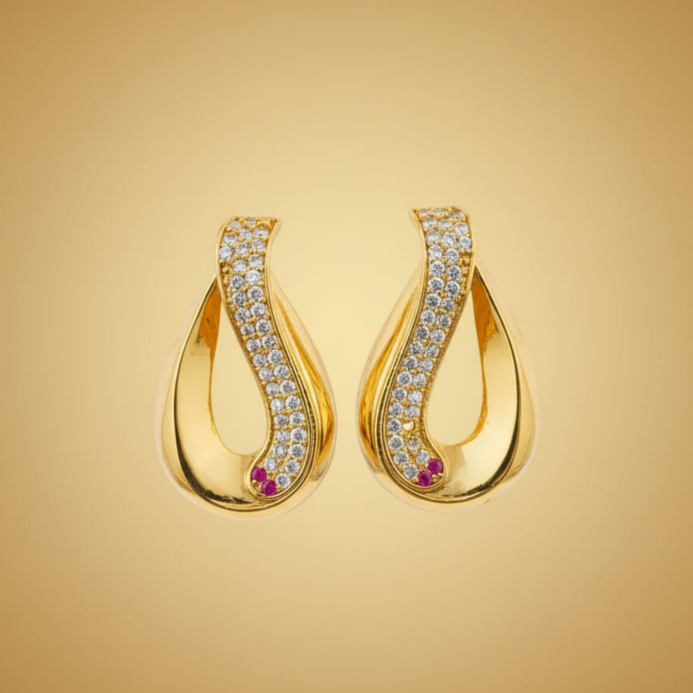 Premium Empress Drop earring with white background 399rs by the party piece best artificial jewelry brand in india