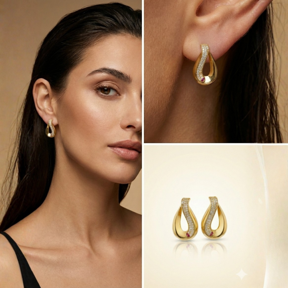 Premium Empress Drop earring with white background 399rs by the party piece best artificial jewelry brand in india