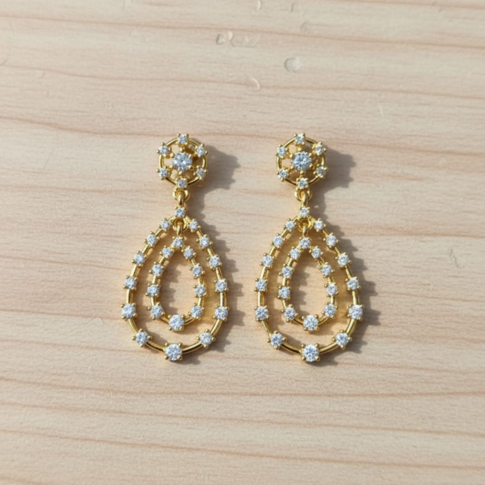 Premium Golden Heritage earring with white background 399rs by the party piece best artificial jewelry brand in india