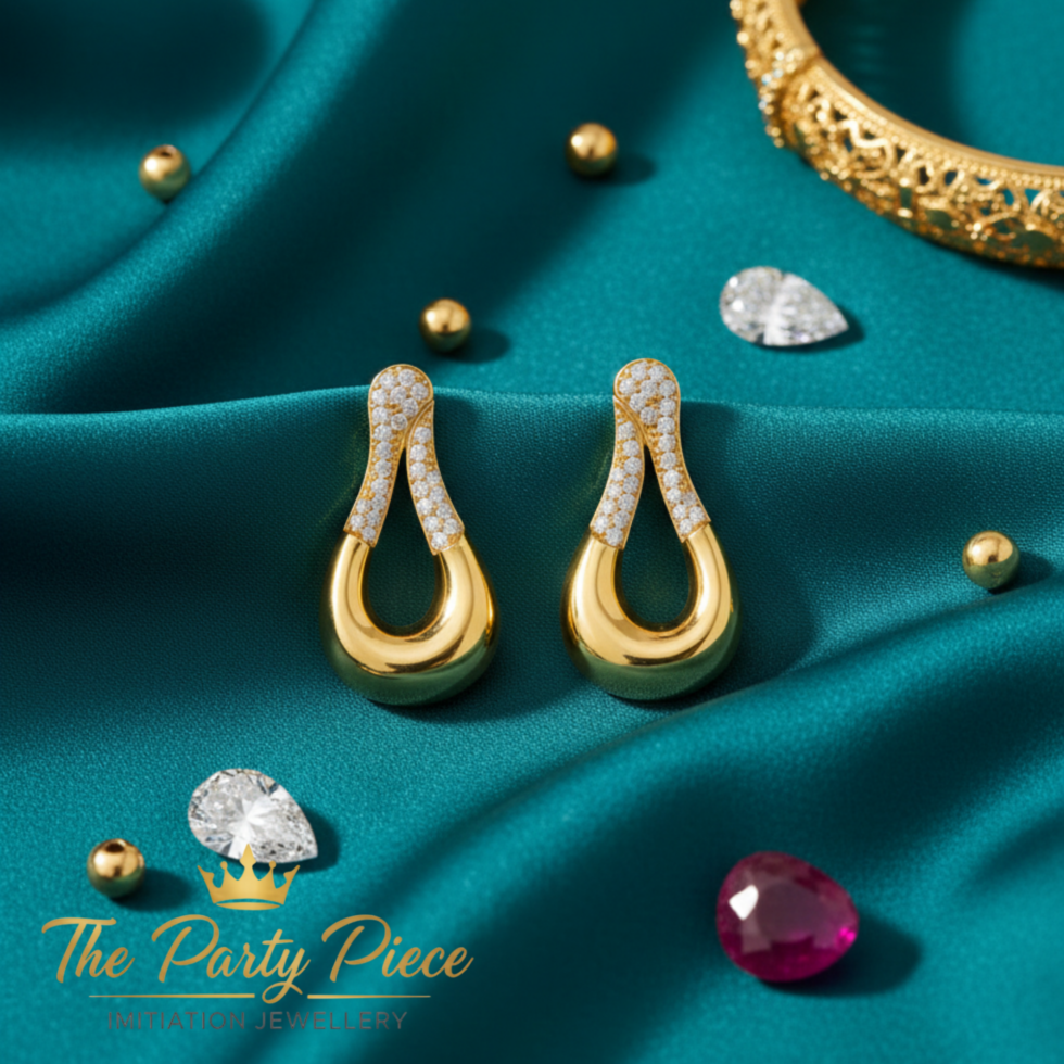 premium Liquid Loop earring with white background 385rs by the party piece