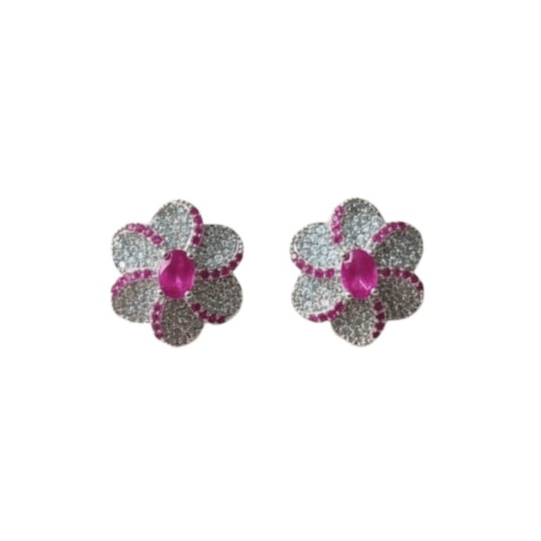 premium Ruby Blossom earring with white background 450rs by the party piece